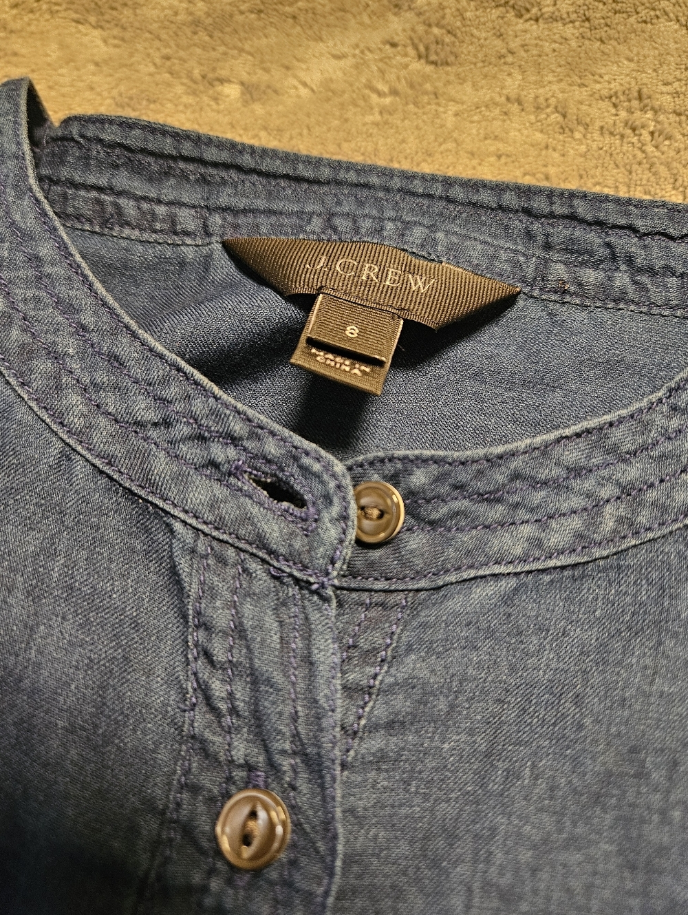 J Crew Denim Chambray Long Sleeve Lightweight Popover Shirt Size 8 - Picture 4 of 11
